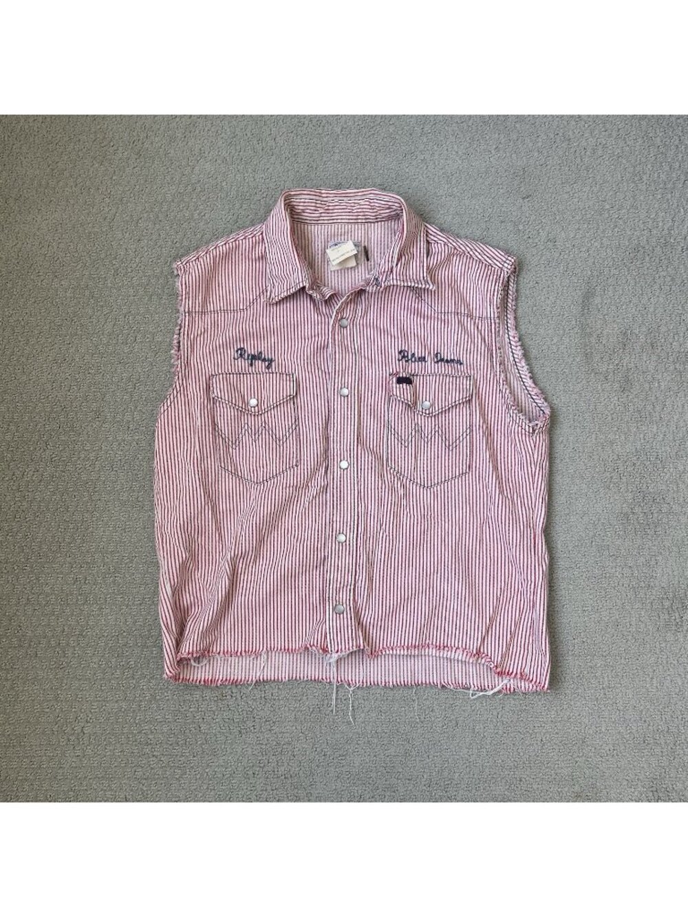 REPLAY Made In Italy Vintage Womens Polo Jeans Shirt Red Striped Button Up Small
